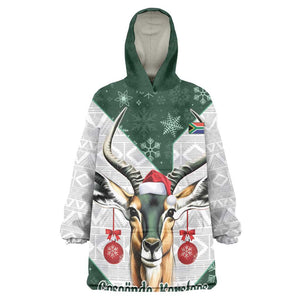 South Africa Springboks Christmas Kid Wearable Blanket Hoodie Bokke Santa - Geseende Kersfees