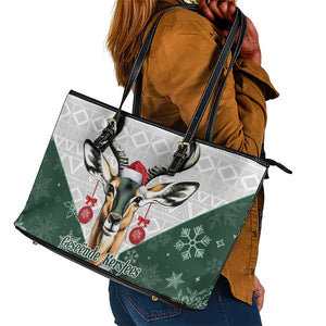 South Africa Springboks Christmas Leather Tote Bag Bokke Santa - Geseende Kersfees