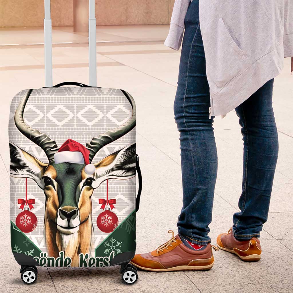 South Africa Springboks Christmas Luggage Cover Bokke Santa - Geseende Kersfees