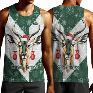 South Africa Springboks Christmas Men Tank Top Bokke Santa - Geseende Kersfees