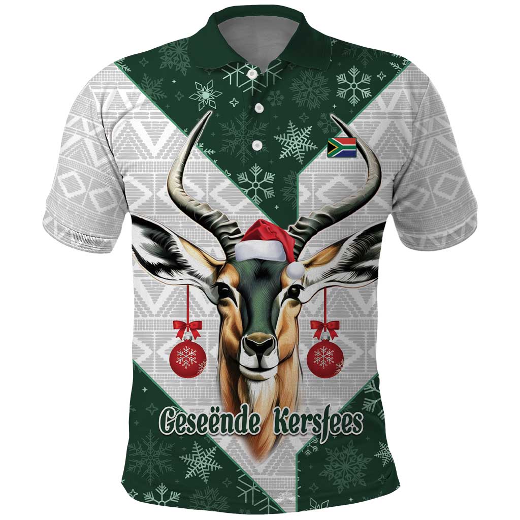 South Africa Springboks Christmas Polo Shirt Bokke Santa - Geseende Kersfees