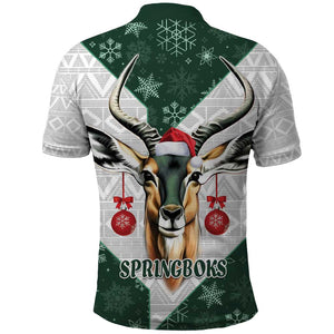 South Africa Springboks Christmas Polo Shirt Bokke Santa - Geseende Kersfees