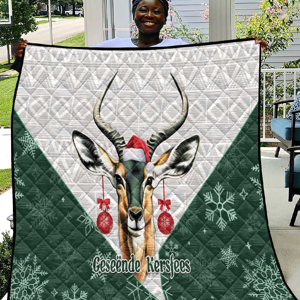 South Africa Springboks Christmas Quilt Bokke Santa - Geseende Kersfees