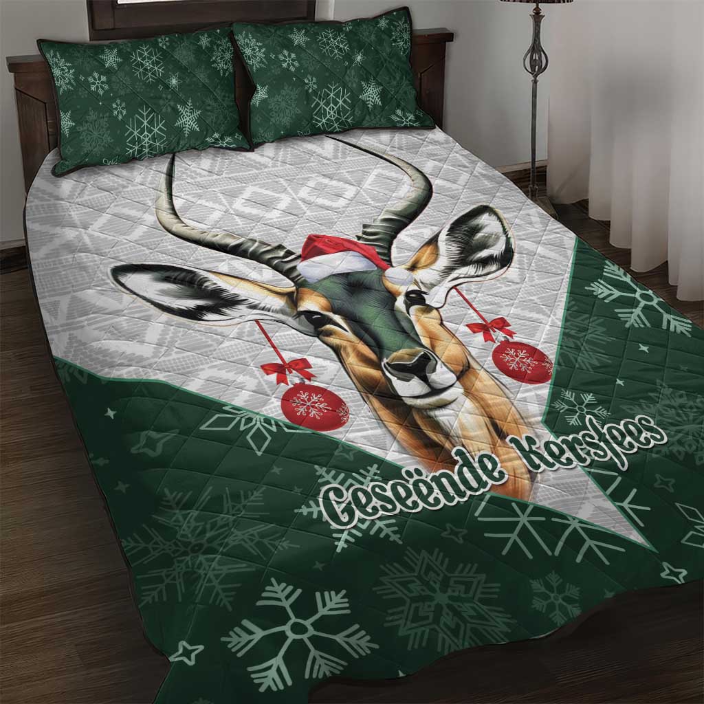 South Africa Springboks Christmas Quilt Bed Set Bokke Santa - Geseende Kersfees