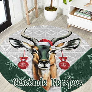 South Africa Springboks Christmas Round Carpet Bokke Santa - Geseende Kersfees