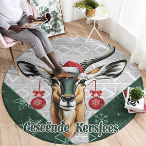 South Africa Springboks Christmas Round Carpet Bokke Santa - Geseende Kersfees