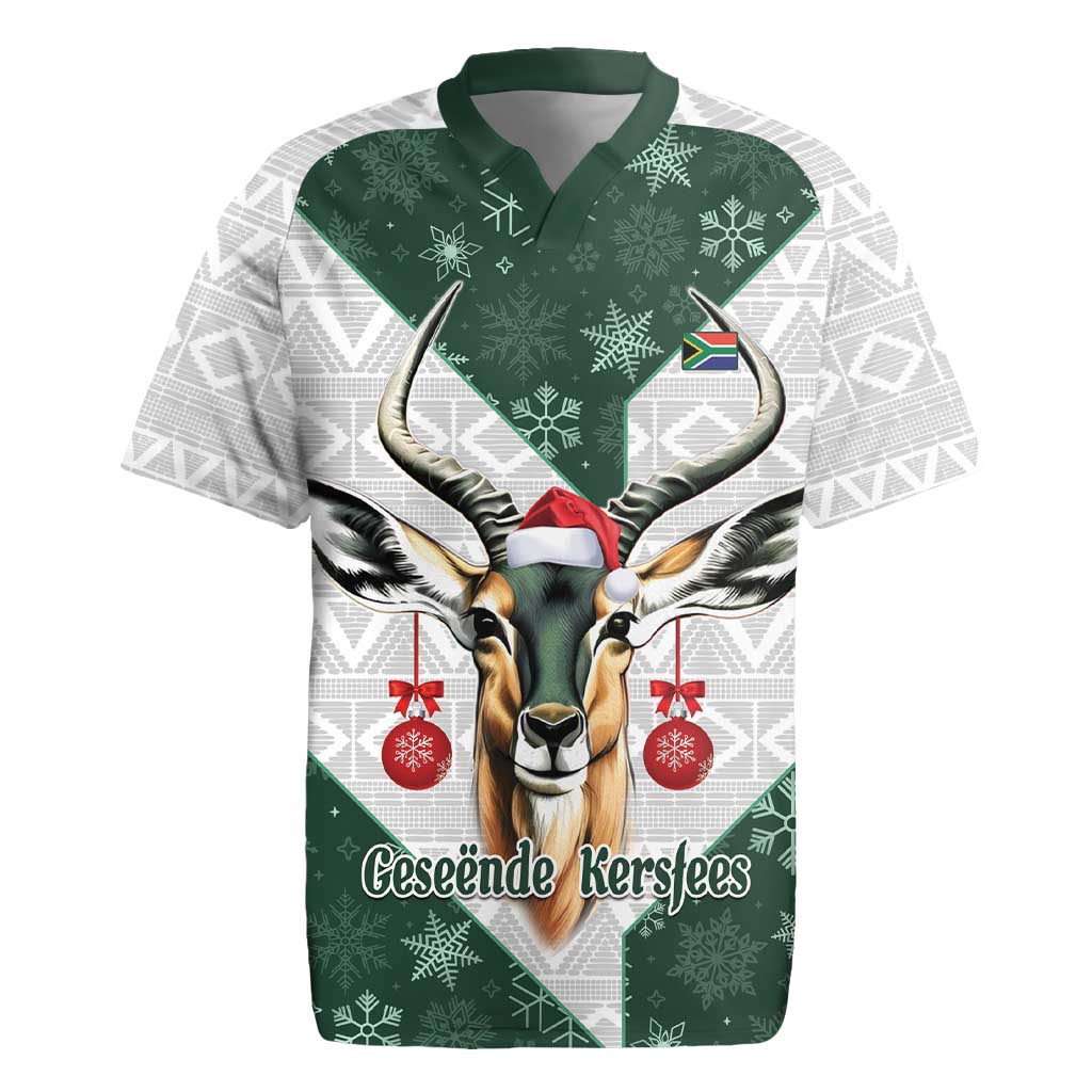 South Africa Springboks Christmas Rugby Jersey Bokke Santa - Geseende Kersfees