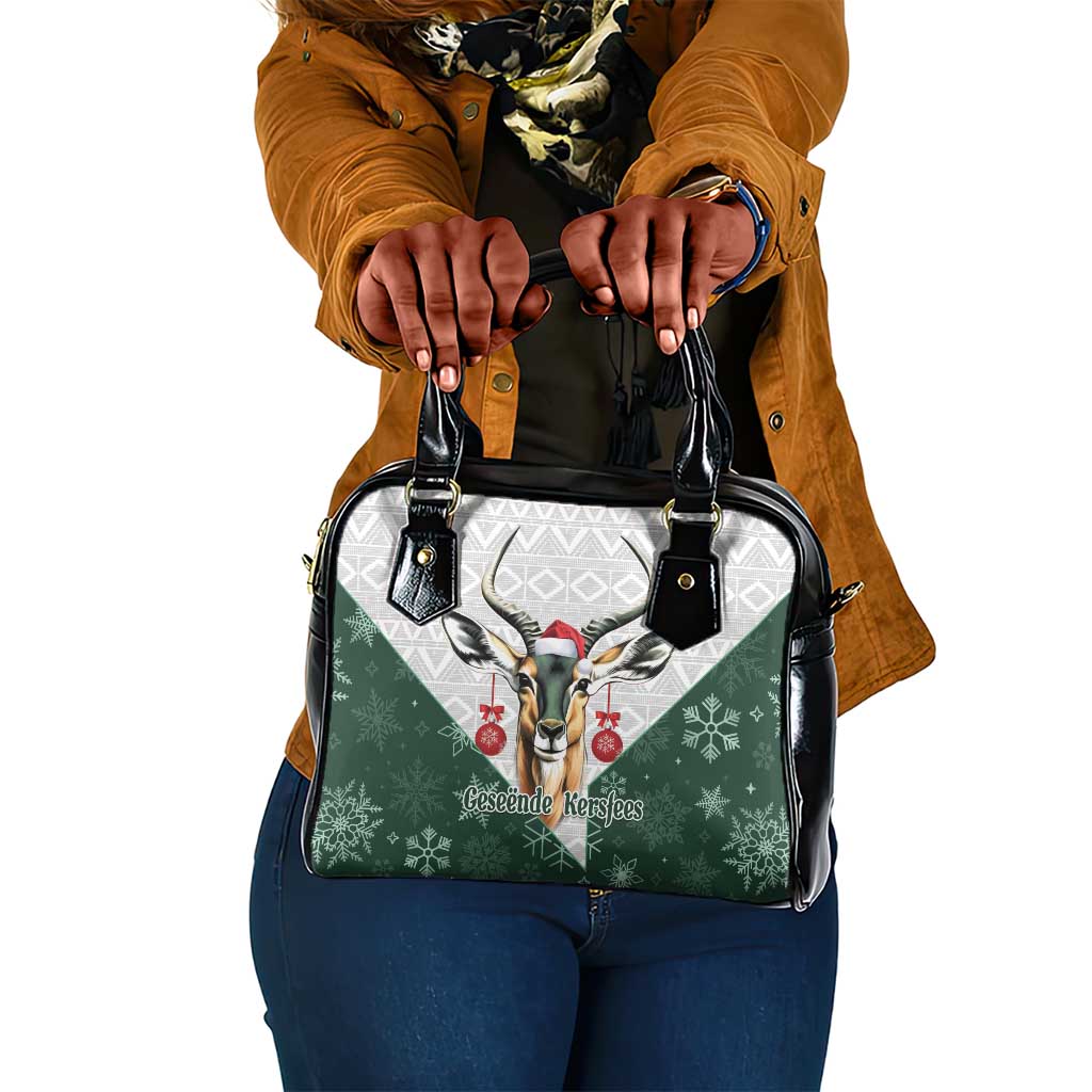 South Africa Springboks Christmas Shoulder Handbag Bokke Santa - Geseende Kersfees