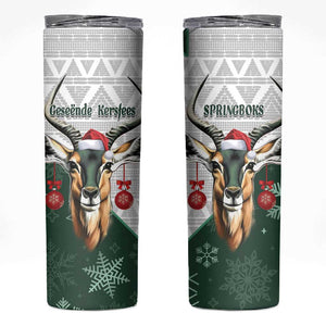 South Africa Springboks Christmas Skinny Tumbler Bokke Santa - Geseende Kersfees