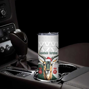 South Africa Springboks Christmas Skinny Tumbler Bokke Santa - Geseende Kersfees