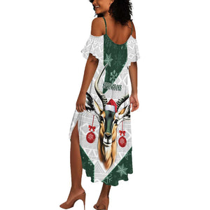 South Africa Springboks Christmas Summer Maxi Dress Bokke Santa - Geseende Kersfees