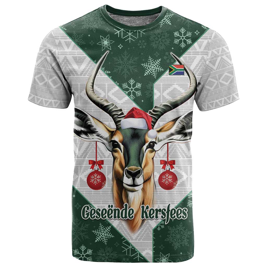 South Africa Springboks Christmas T shirt Bokke Santa - Geseende Kersfees