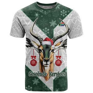 South Africa Springboks Christmas T shirt Bokke Santa - Geseende Kersfees