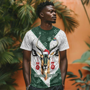 South Africa Springboks Christmas T shirt Bokke Santa - Geseende Kersfees