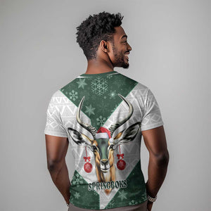 South Africa Springboks Christmas T shirt Bokke Santa - Geseende Kersfees