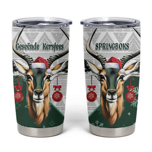 South Africa Springboks Christmas Tumbler Cup Bokke Santa - Geseende Kersfees