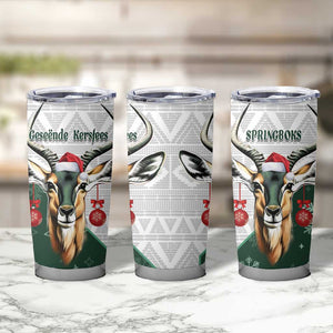 South Africa Springboks Christmas Tumbler Cup Bokke Santa - Geseende Kersfees