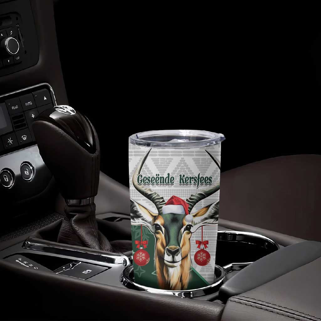 South Africa Springboks Christmas Tumbler Cup Bokke Santa - Geseende Kersfees