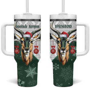 South Africa Springboks Christmas Tumbler With Handle Bokke Santa - Geseende Kersfees