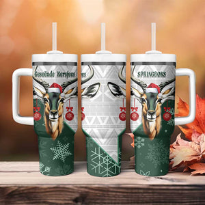 South Africa Springboks Christmas Tumbler With Handle Bokke Santa - Geseende Kersfees