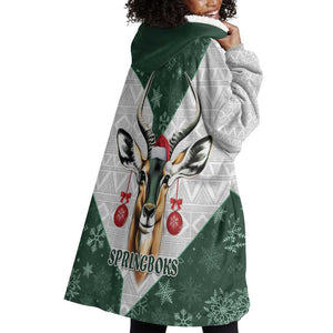 South Africa Springboks Christmas Wearable Blanket Hoodie Bokke Santa - Geseende Kersfees