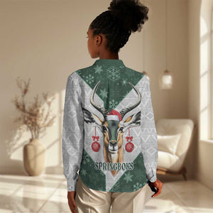 South Africa Springboks Christmas Women Casual Shirt Bokke Santa - Geseende Kersfees