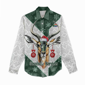 South Africa Springboks Christmas Women Casual Shirt Bokke Santa - Geseende Kersfees