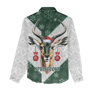 South Africa Springboks Christmas Women Casual Shirt Bokke Santa - Geseende Kersfees