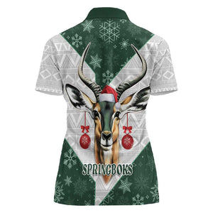 South Africa Springboks Christmas Women Polo Shirt Bokke Santa - Geseende Kersfees