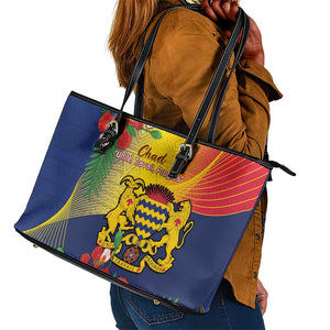 Chad Independence Day Leather Tote Bag Happy 64 Years Of Independence