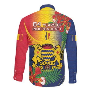 Chad Independence Day Long Sleeve Button Shirt Happy 64 Years Of Independence