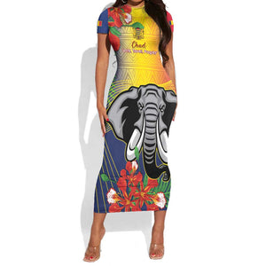 Chad Independence Day Short Sleeve Bodycon Dress Happy 64 Years Of Independence