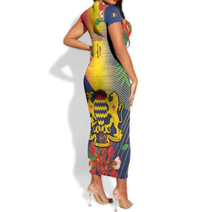 Chad Independence Day Short Sleeve Bodycon Dress Happy 64 Years Of Independence