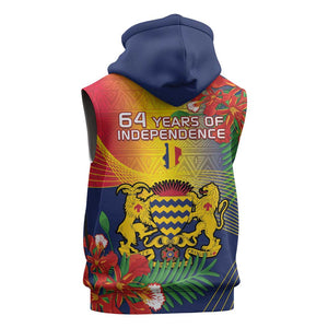 Chad Independence Day Sleeveless Zip Hoodie Happy 64 Years Of Independence - African Pride