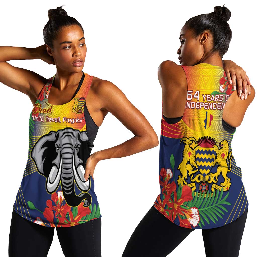 Chad Independence Day Women Racerback Tank Happy 64 Years Of Independence