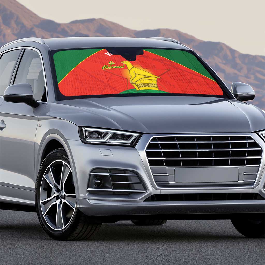 Custom Zimbabwe Cricket Auto Sun Shade Go Chevrons 2003 Color Version