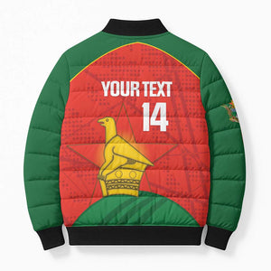 Custom Zimbabwe Cricket Bomber Puffer Jacket Go Chevrons 2003 Color Version