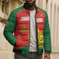 Custom Zimbabwe Cricket Bomber Puffer Jacket Go Chevrons 2003 Color Version