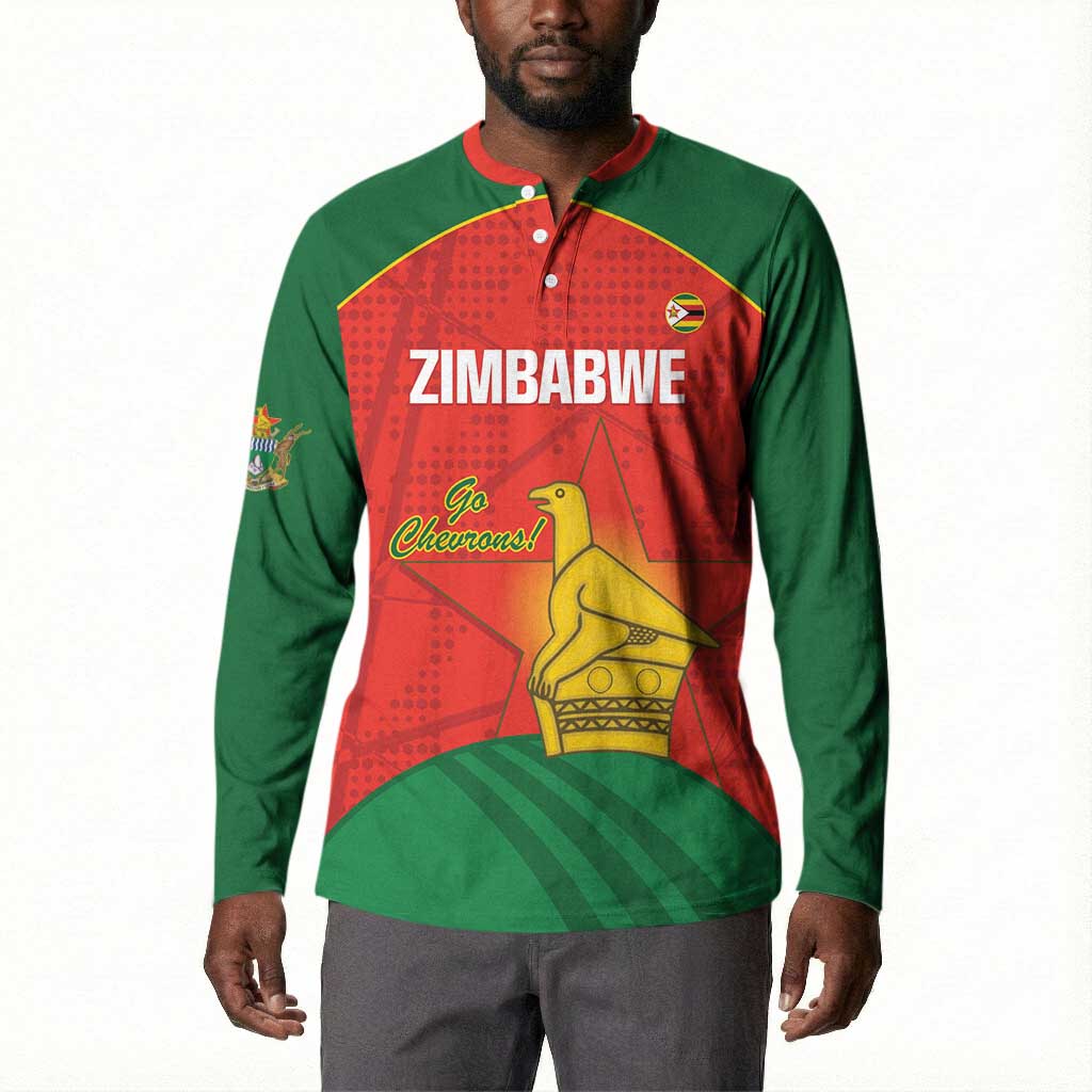 Custom Zimbabwe Cricket Button Sweatshirt Go Chevrons 2003 Color Version
