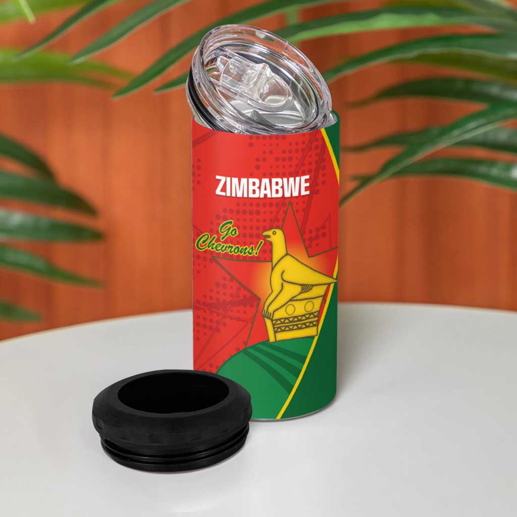 Afro Cricket Zimbabwe Custom 4 in 1 Can Cooler Tumbler Go Chevrons 2003 Color - African Pride