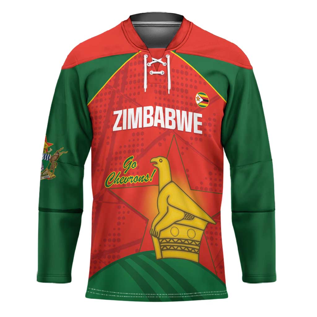 Custom Zimbabwe Cricket Hockey Jersey Go Chevrons 2003 Color Version