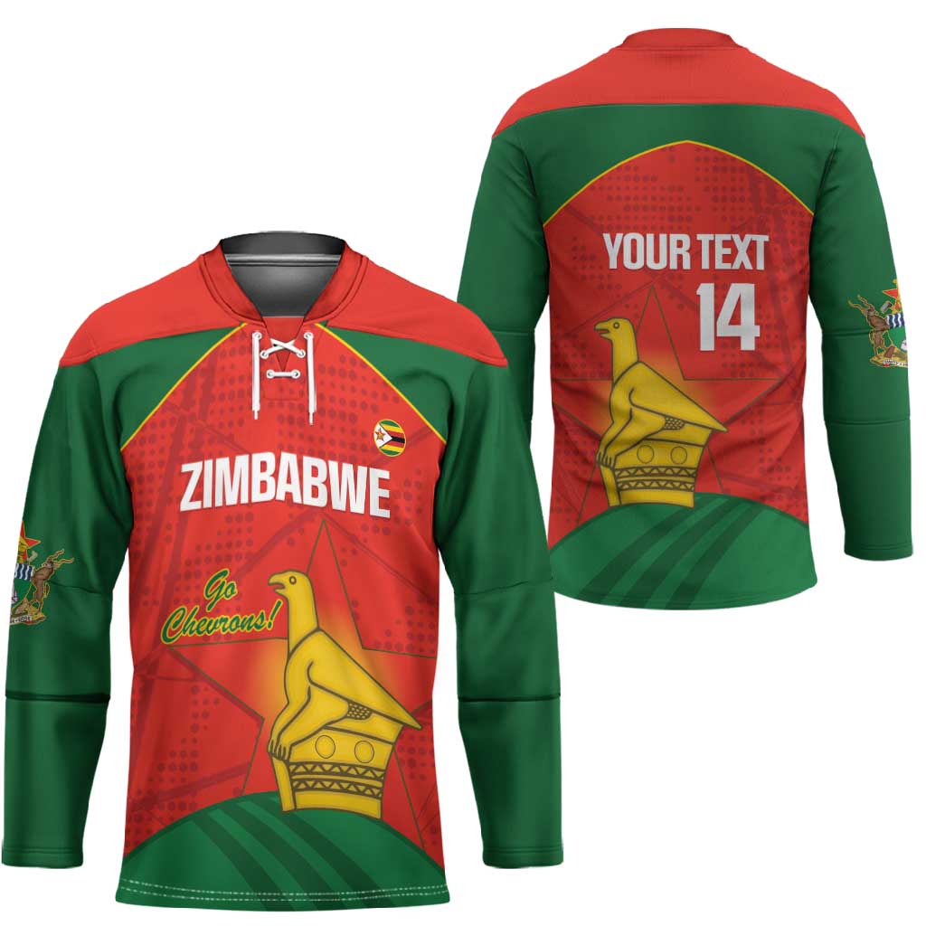 Custom Zimbabwe Cricket Hockey Jersey Go Chevrons 2003 Color Version