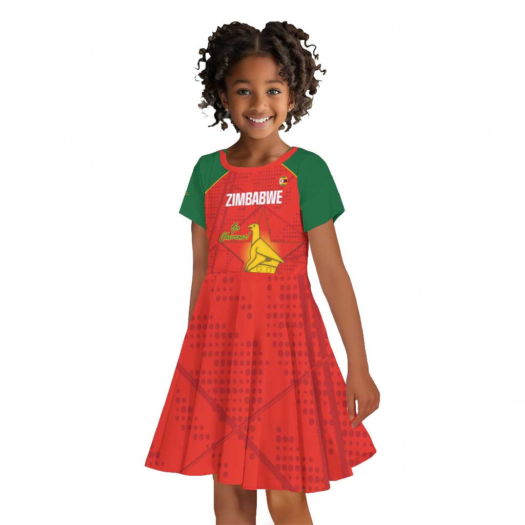 Afro Cricket Zimbabwe Custom Kid Short Sleeve Dress Go Chevrons 2003 Color - African Pride