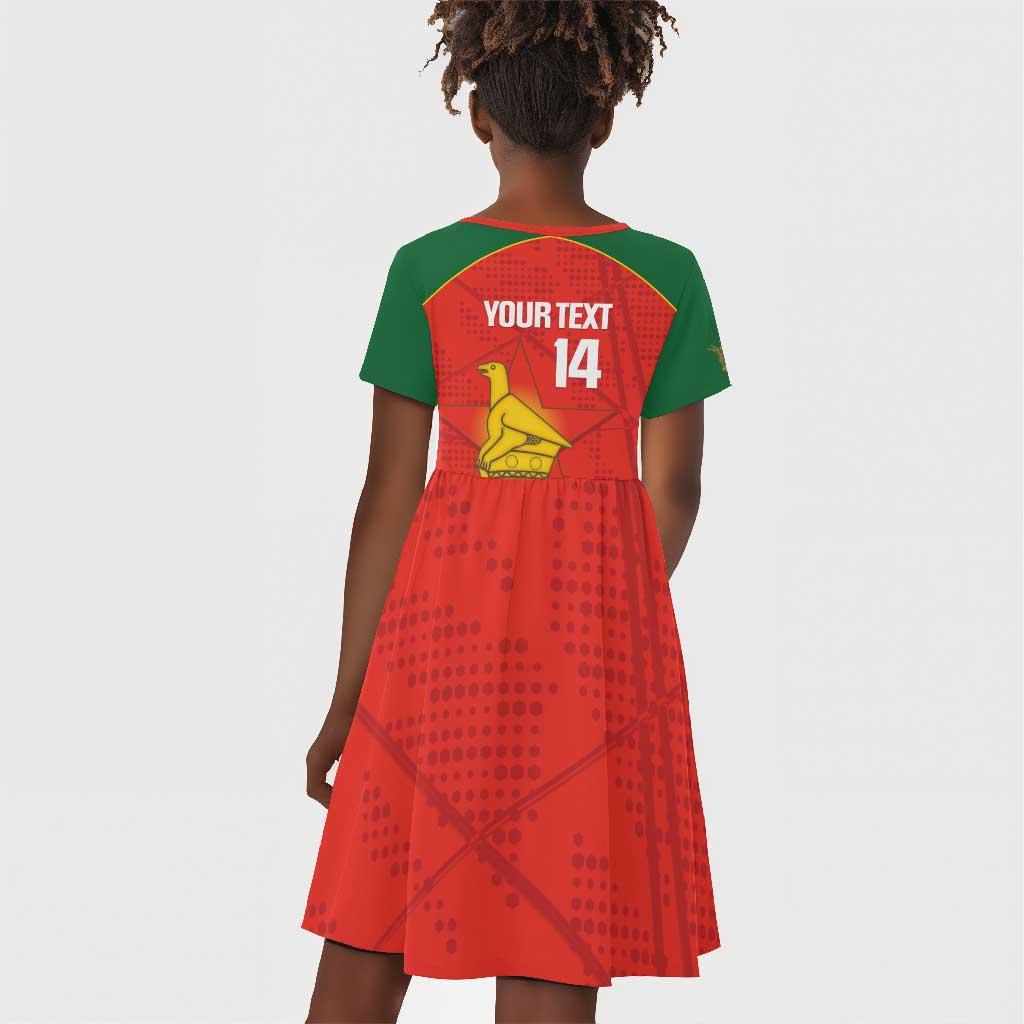 Afro Cricket Zimbabwe Custom Kid Short Sleeve Dress Go Chevrons 2003 Color - African Pride