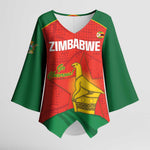 Custom Zimbabwe Cricket Kimono Sleeve Blouse Go Chevrons 2003 Color Version