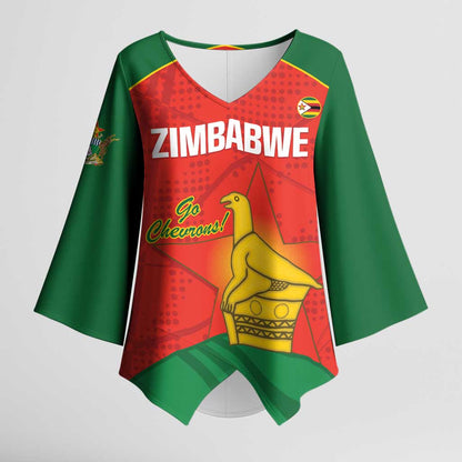 Custom Zimbabwe Cricket Kimono Sleeve Blouse Go Chevrons 2003 Color Version