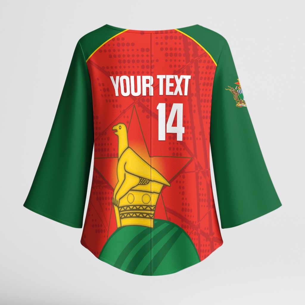 Custom Zimbabwe Cricket Kimono Sleeve Blouse Go Chevrons 2003 Color Version