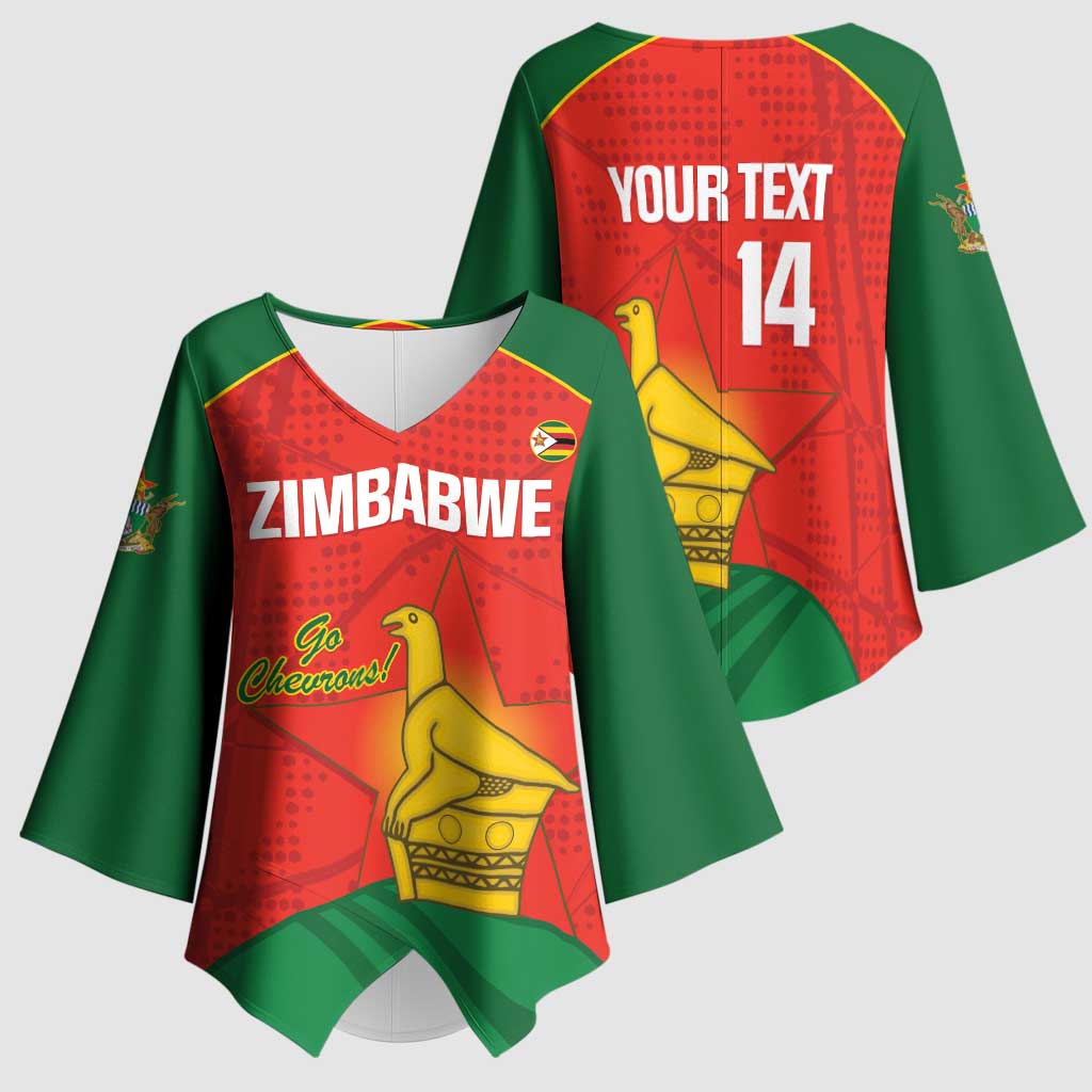 Custom Zimbabwe Cricket Kimono Sleeve Blouse Go Chevrons 2003 Color Version