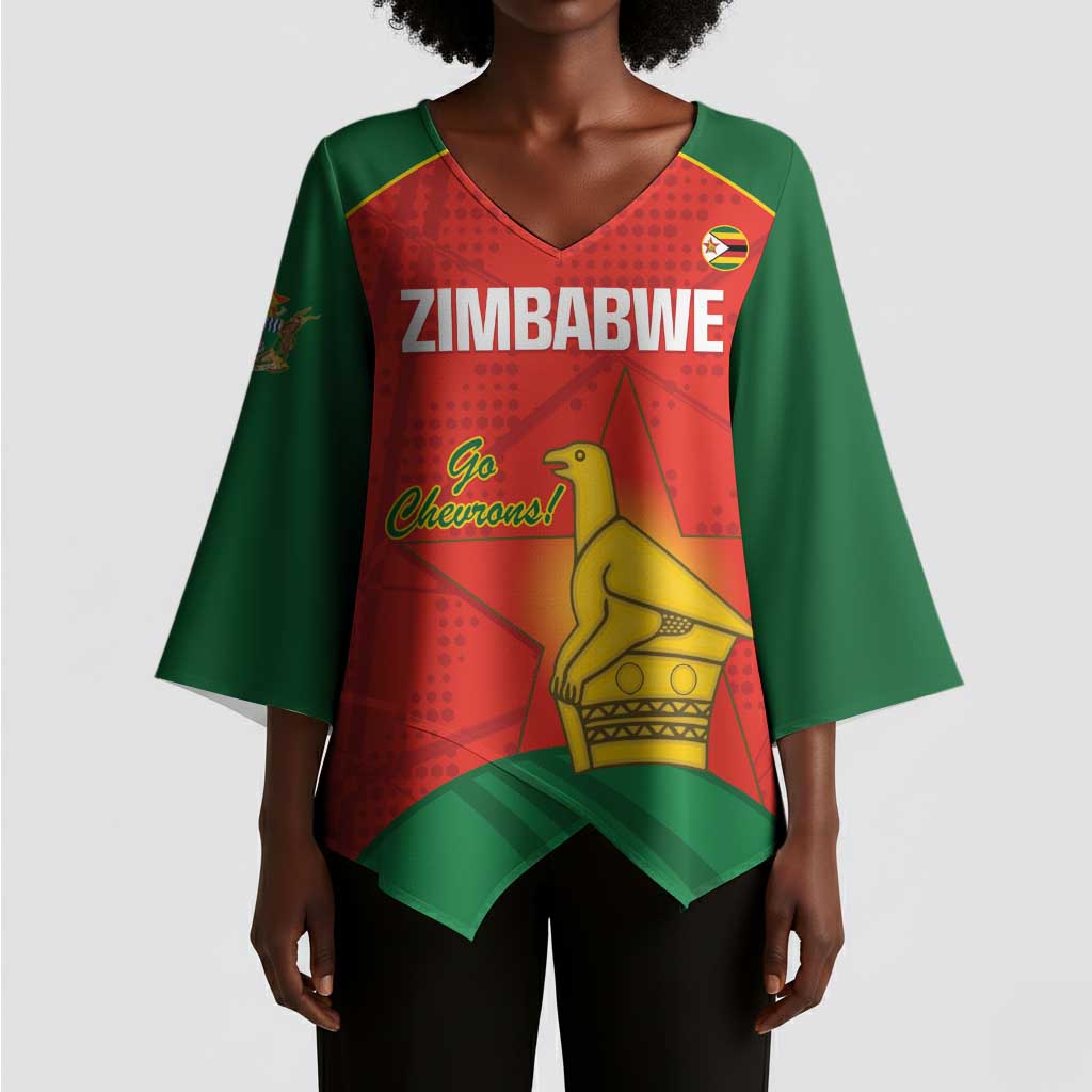 Custom Zimbabwe Cricket Kimono Sleeve Blouse Go Chevrons 2003 Color Version