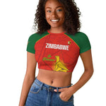 Afro Cricket Zimbabwe Custom Raglan Cropped T shirt Go Chevrons 2003 Color - African Pride